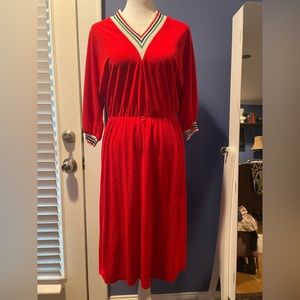 Vtg Knit V Neck Dress